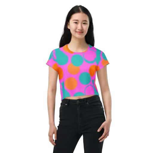 Hot Pink Halo on a Crop Tee