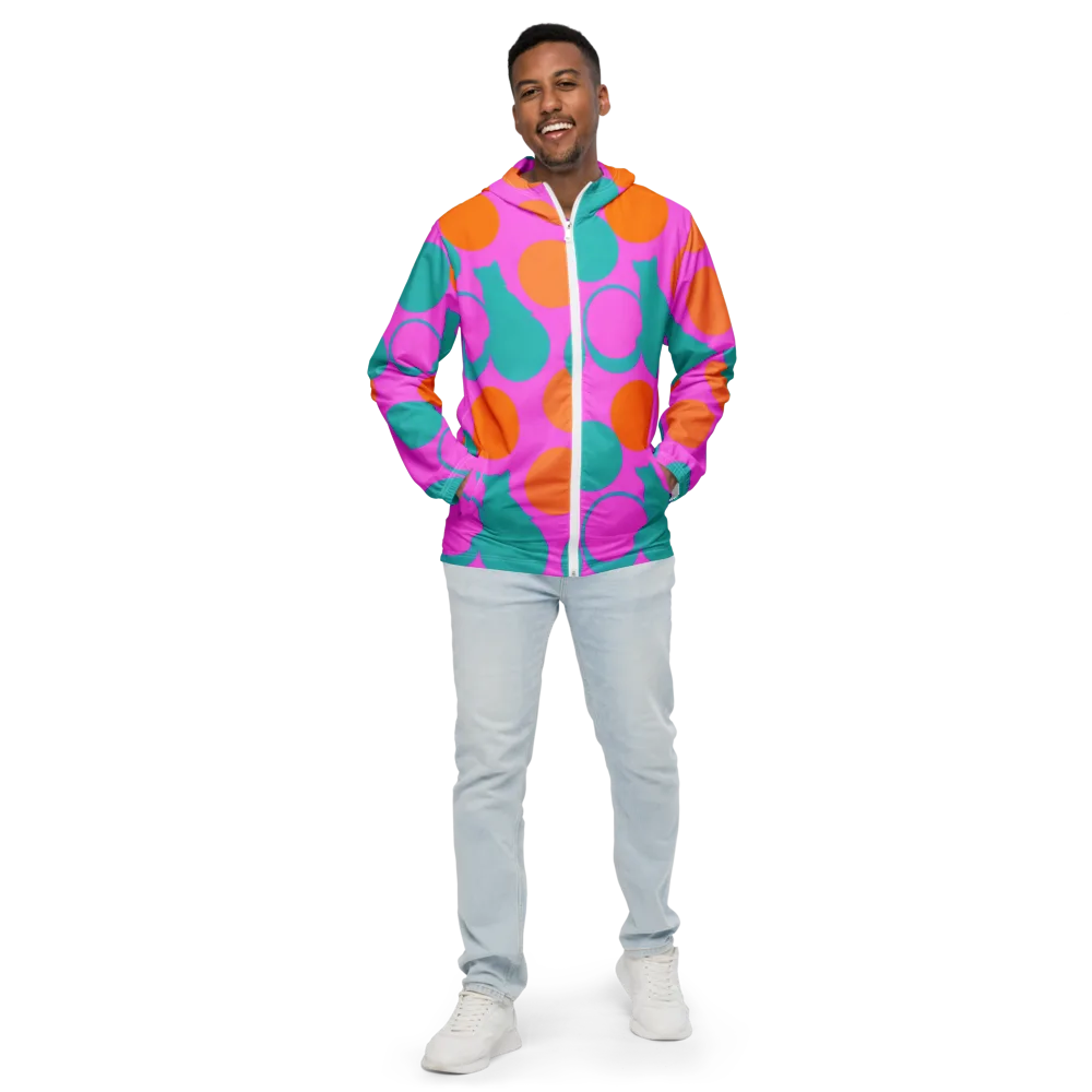 Hot Pink Halo on Men's Windbreaker — Front