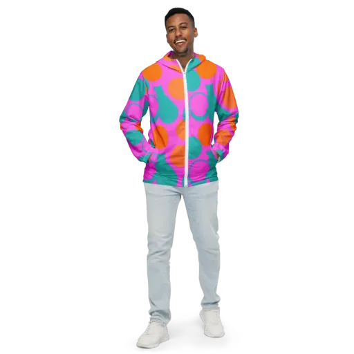 Hot Pink Halo on a Men's Windbreaker