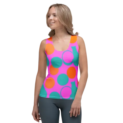 Hot Pink Halo on a Women's Tank Top