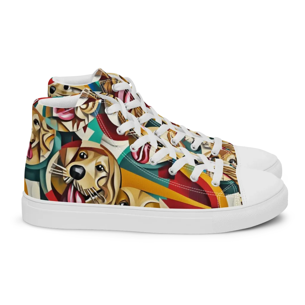 Golden Tongue on Women's High Top Canvas Shoes — Right
