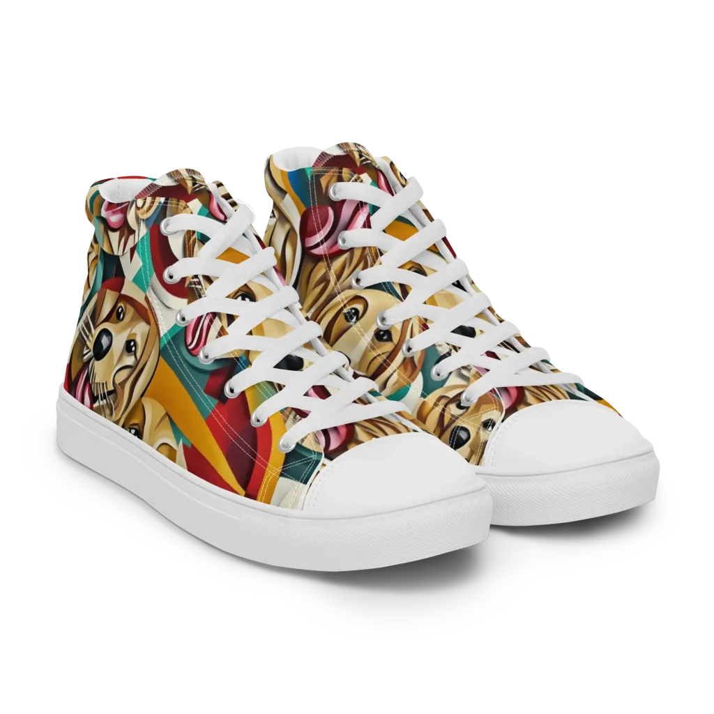 Golden Tongue on Women's High Top Canvas Shoes — Right Front