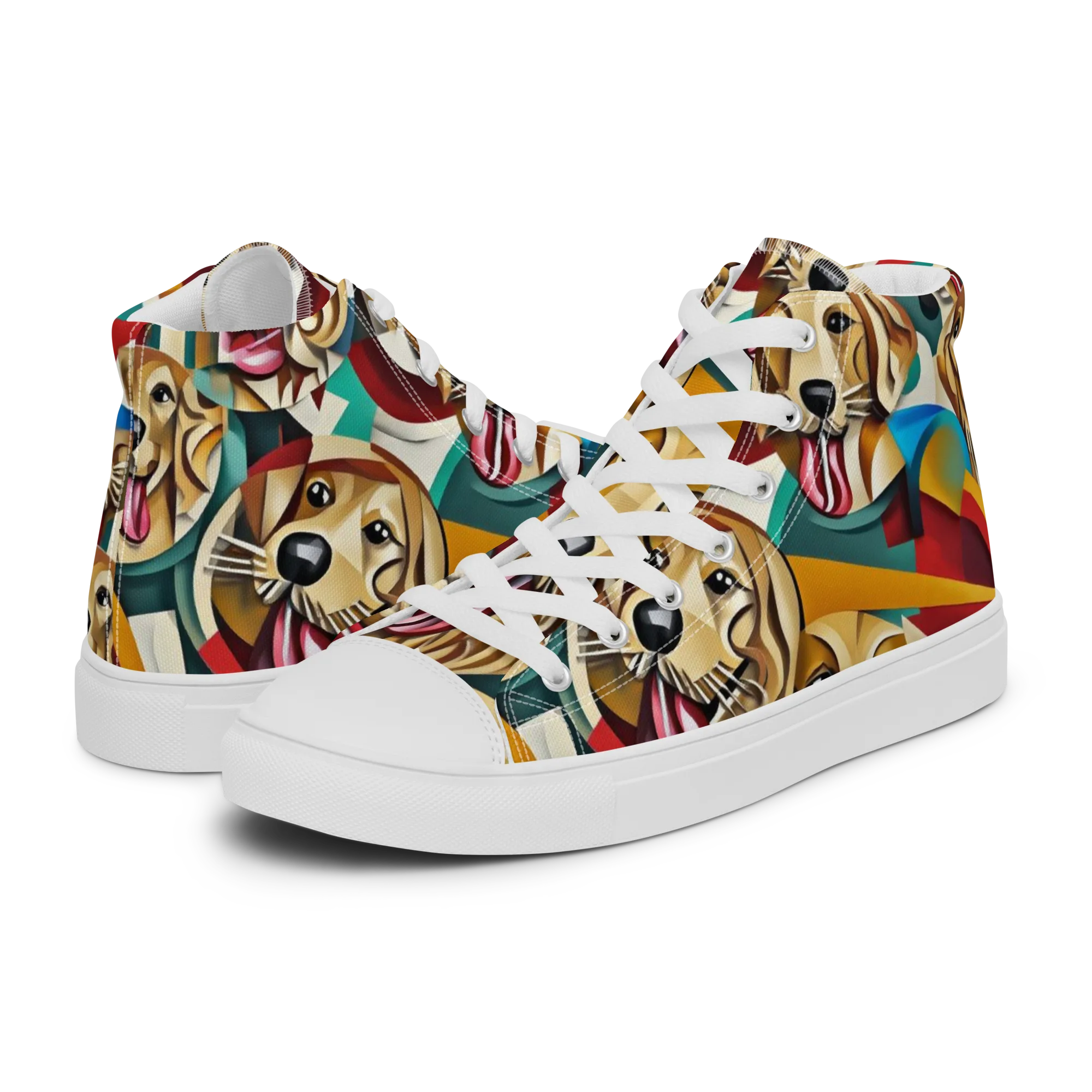 Golden Tongue on Women's High Top Canvas Shoes — Left
