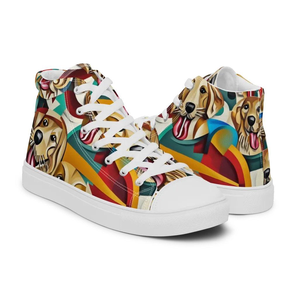Golden Tongue on Women's High Top Canvas Shoes — Right