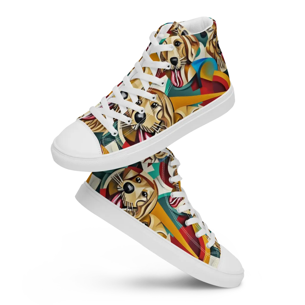 Golden Tongue on Women's High Top Canvas Shoes — Front