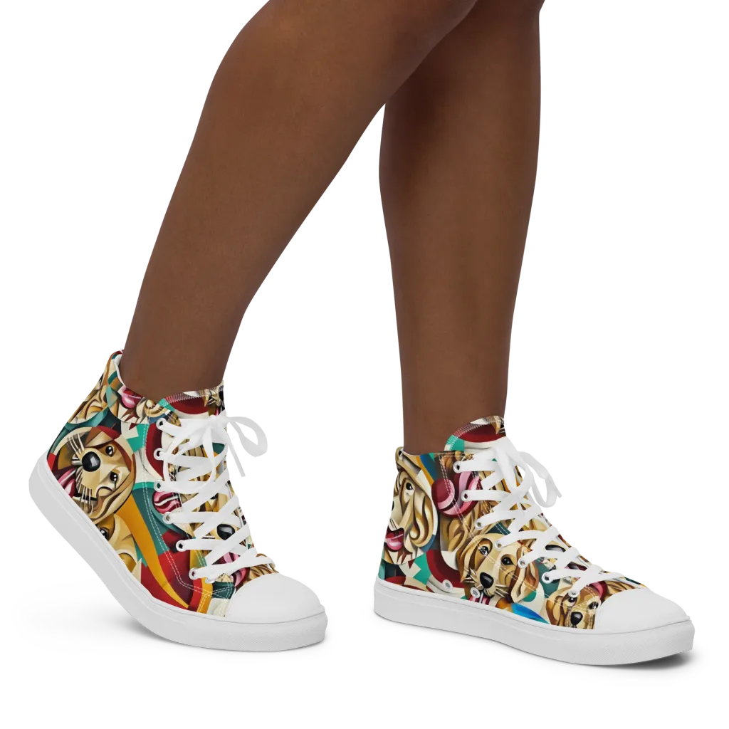 Golden Tongue on Women's High Top Canvas Shoes — Right