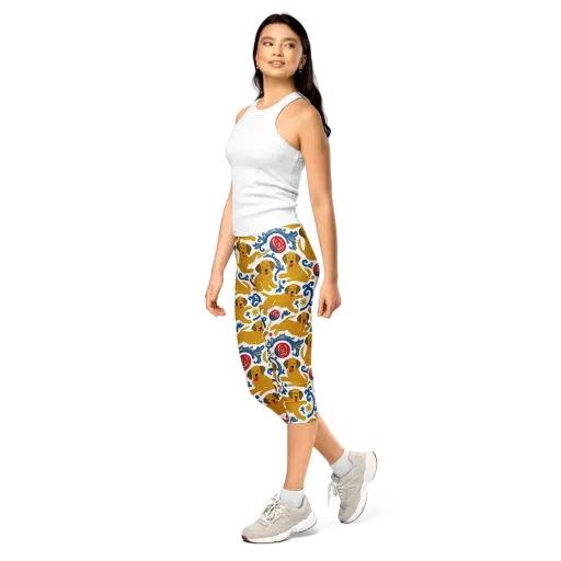 Lollipop Labradors on a Capri Leggings
