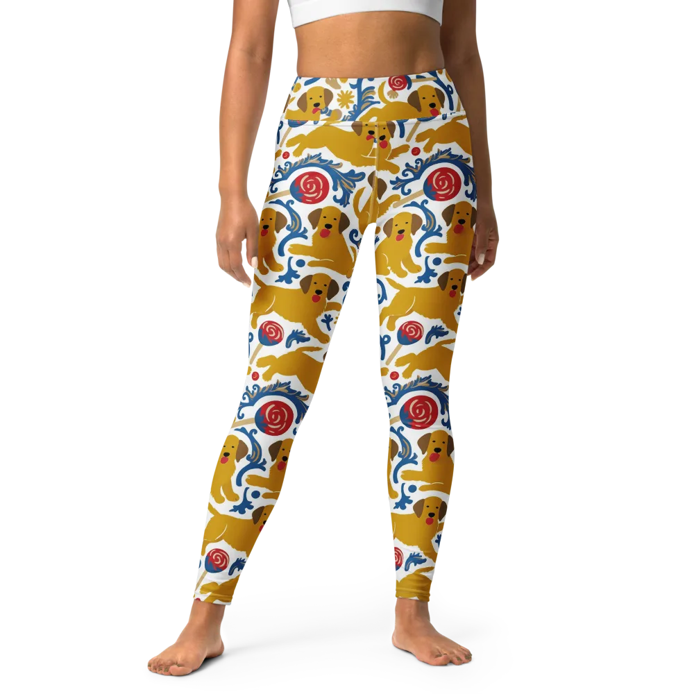 Lollipop Labradors on Yoga Leggings — Front