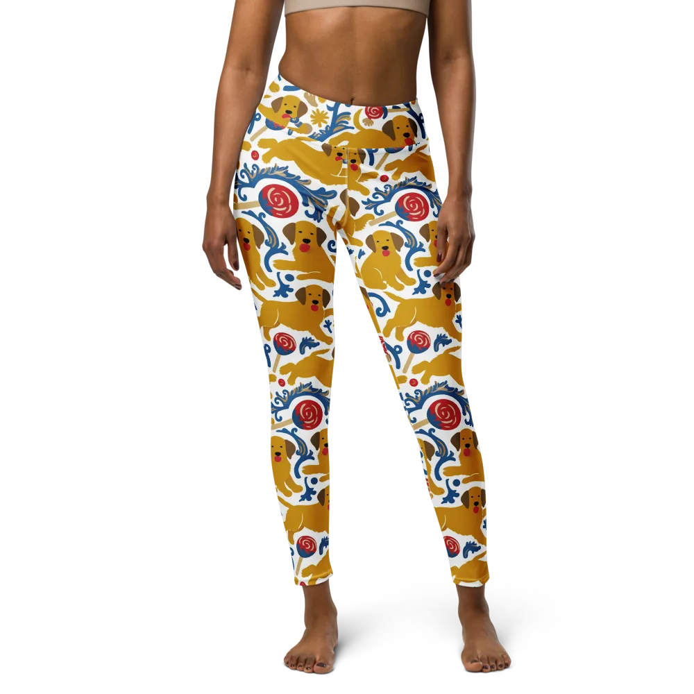 Lollipop Labradors on Yoga Leggings — Front