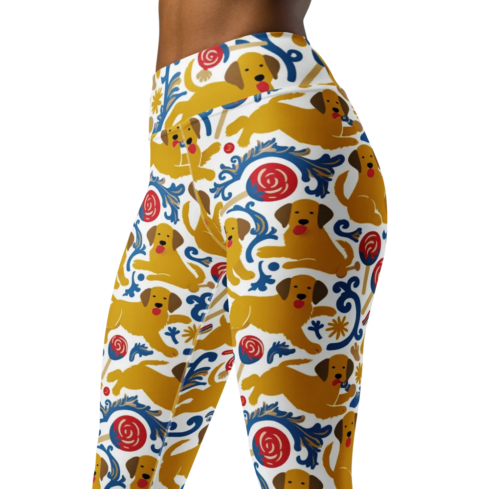 Lollipop Labradors on Yoga Leggings — Left Front