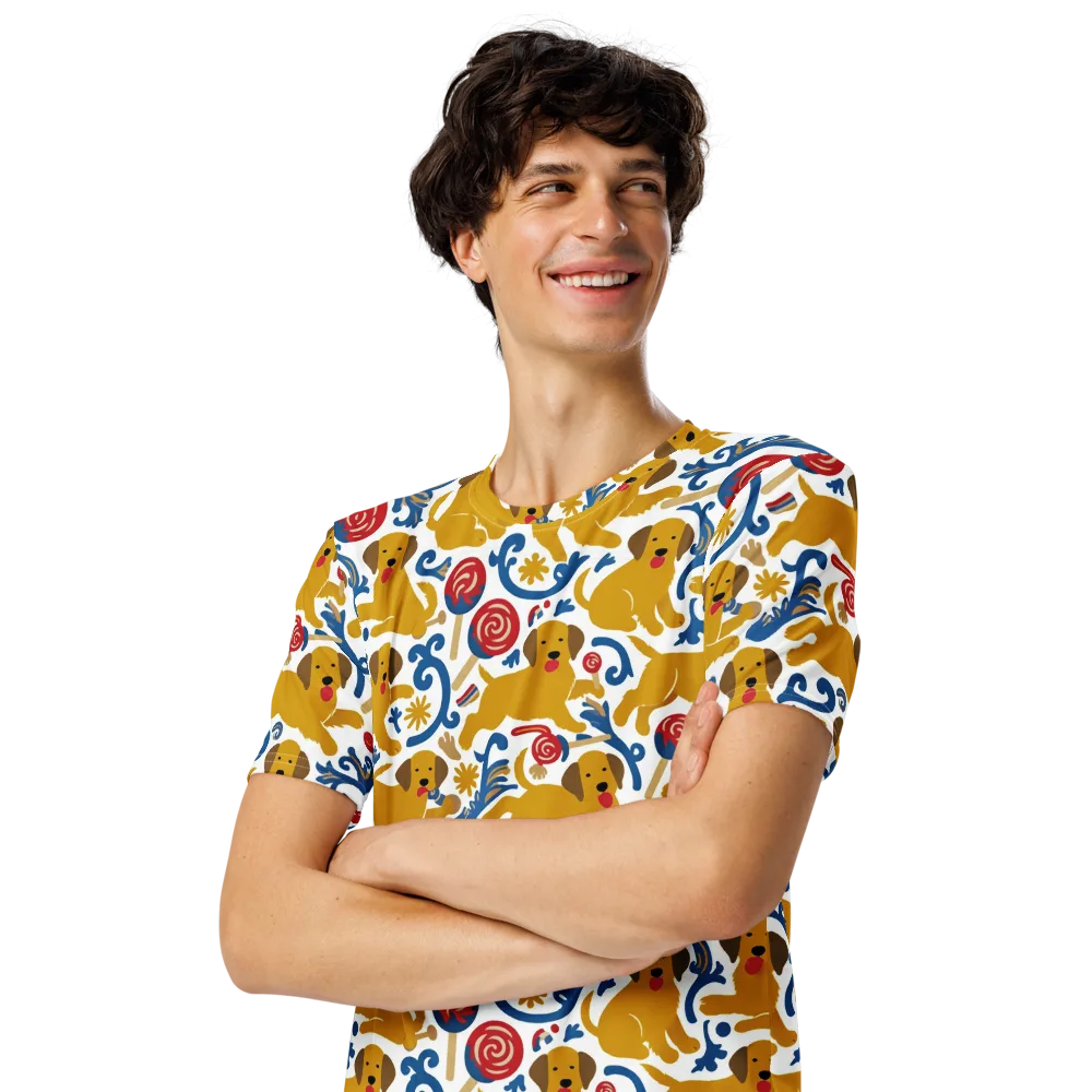 Lollipop Labradors on Men's Crew Neck T-Shirt — Left Front