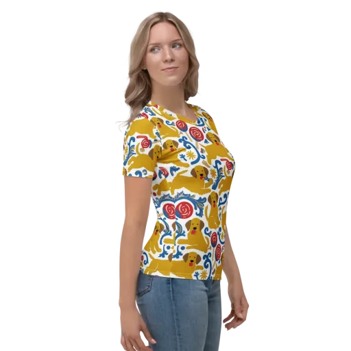 Lollipop Labradors on a Women's Crew Neck T-Shirt
