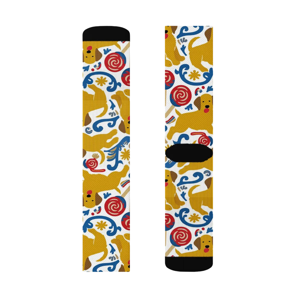 Lollipop Labradors on Socks — Right Sock