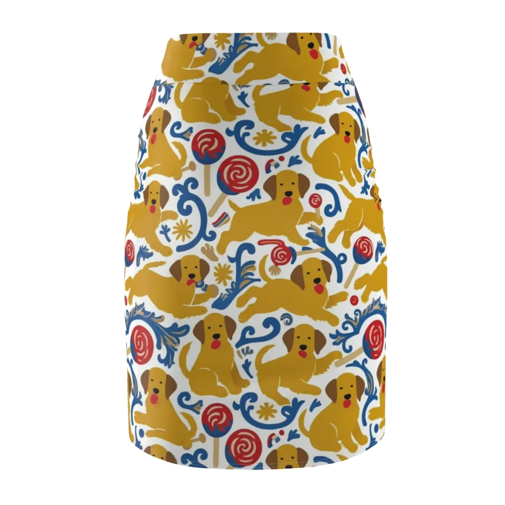 Lollipop Labradors on Pencil Skirt — Back