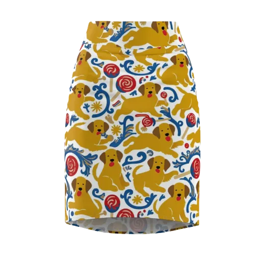 Lollipop Labradors on a Pencil Skirt