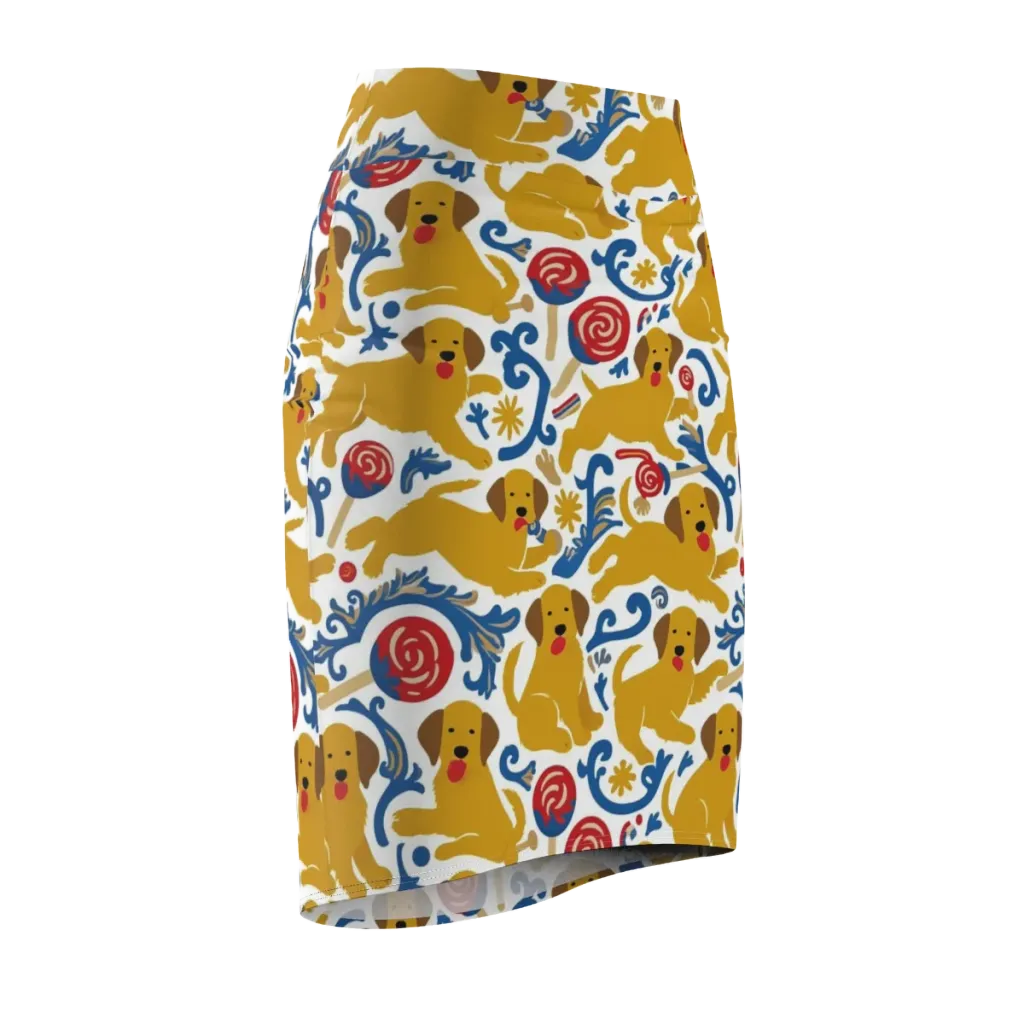 Lollipop Labradors on Pencil Skirt — Front Side