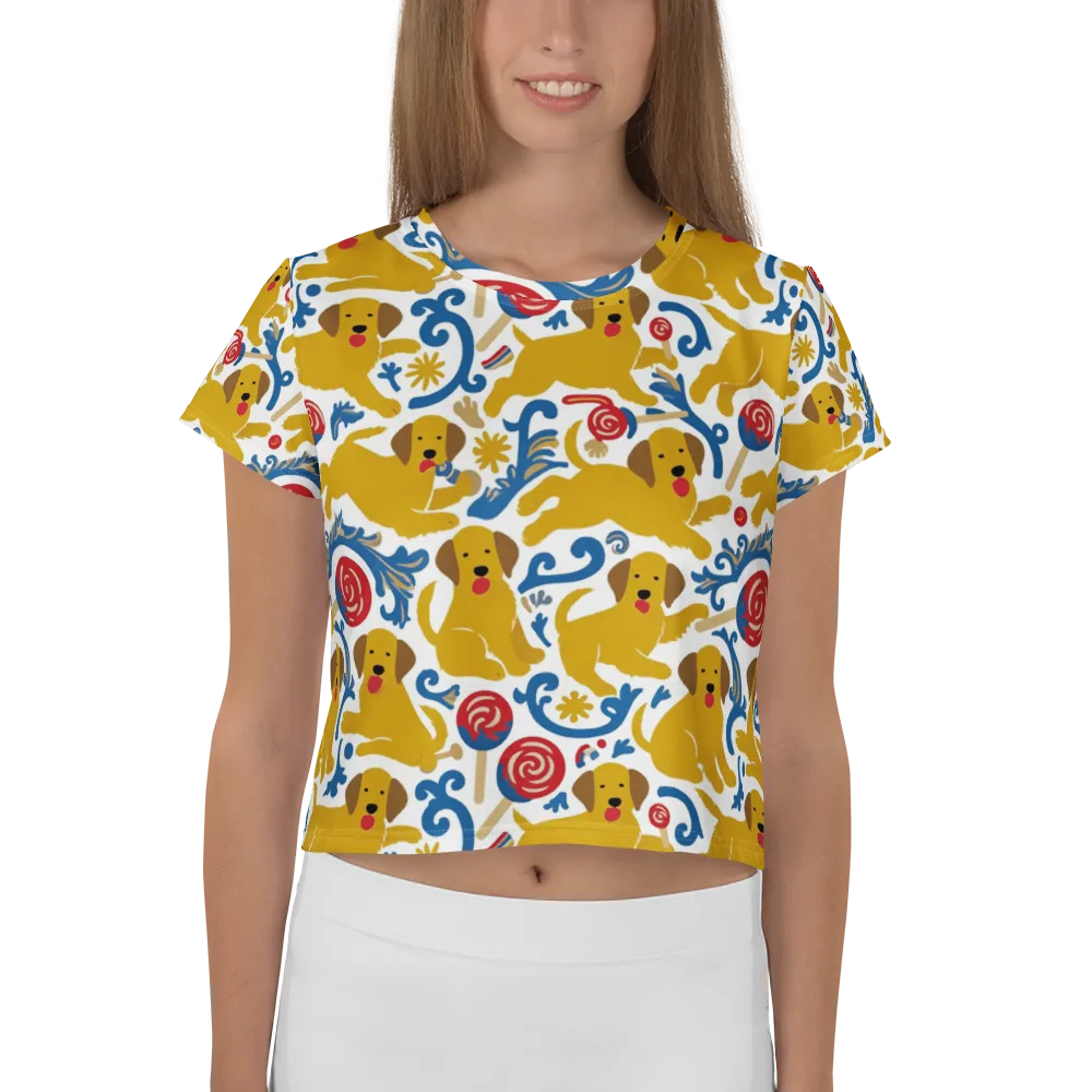 Lollipop Labradors on Crop Tee — Front