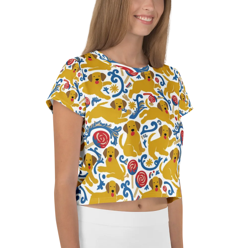 Lollipop Labradors on Crop Tee — Right