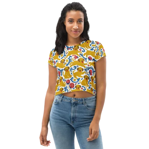 Lollipop Labradors on a Crop Tee