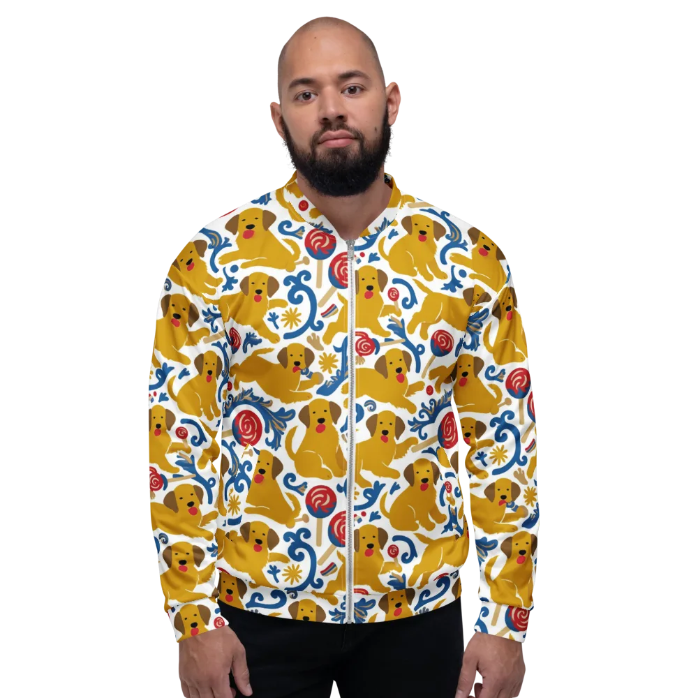 Lollipop Labradors on Bomber Jacket — Front