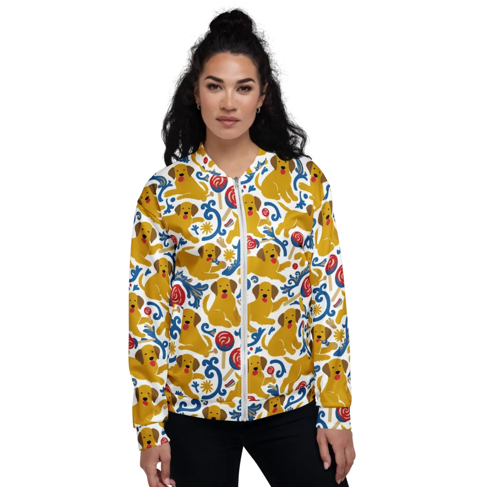 Lollipop Labradors on Bomber Jacket — Front