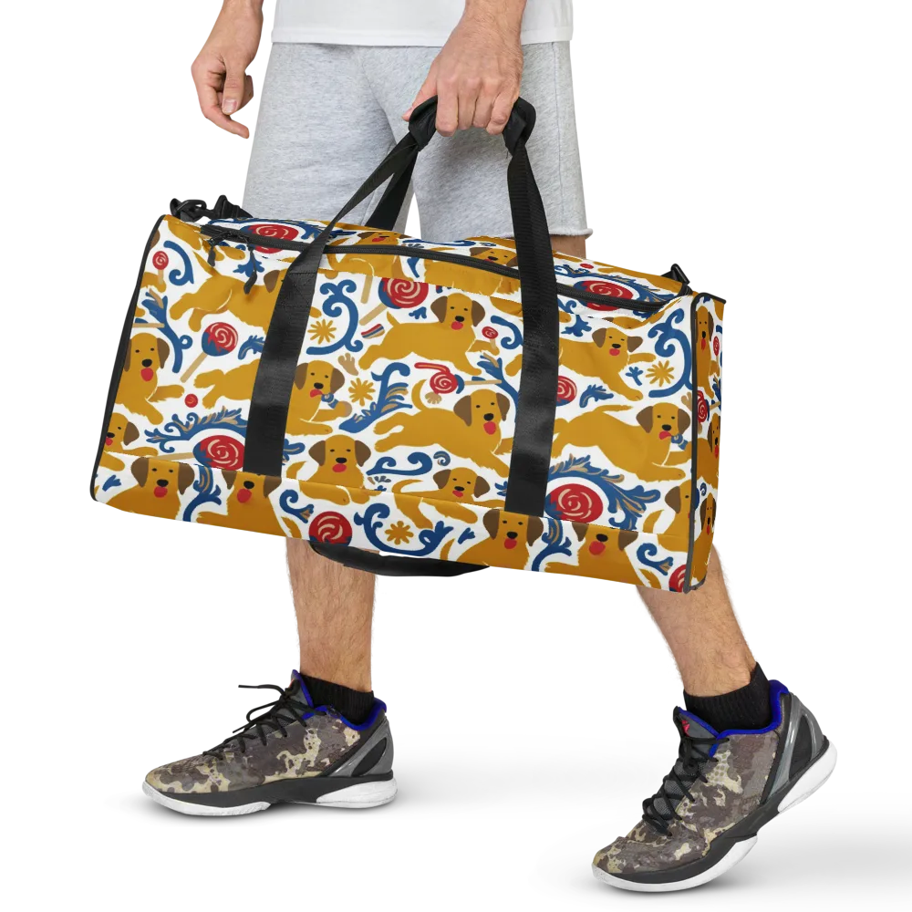 Lollipop Labradors on Duffle Bag — Front