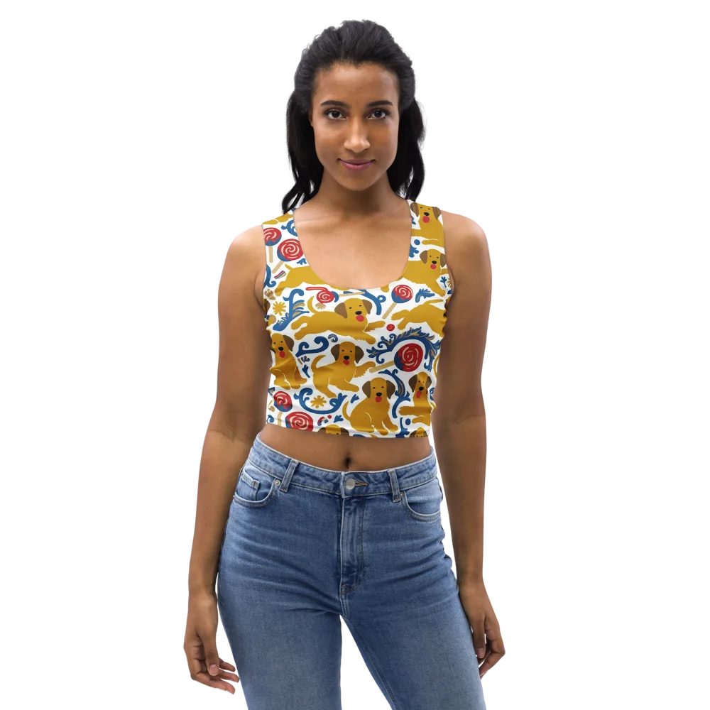 Lollipop Labradors on Crop Top — Front
