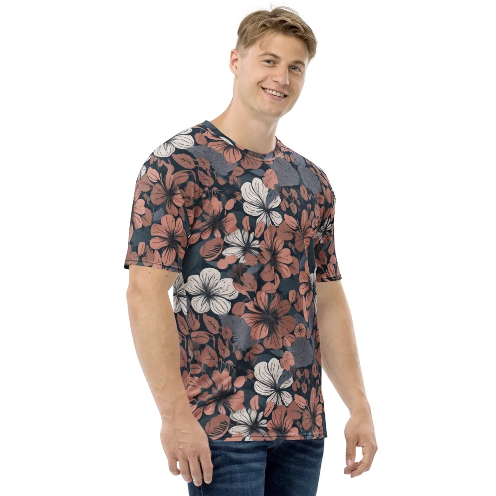 Rosewood Bloom on Men's Crew Neck T-Shirt — Right