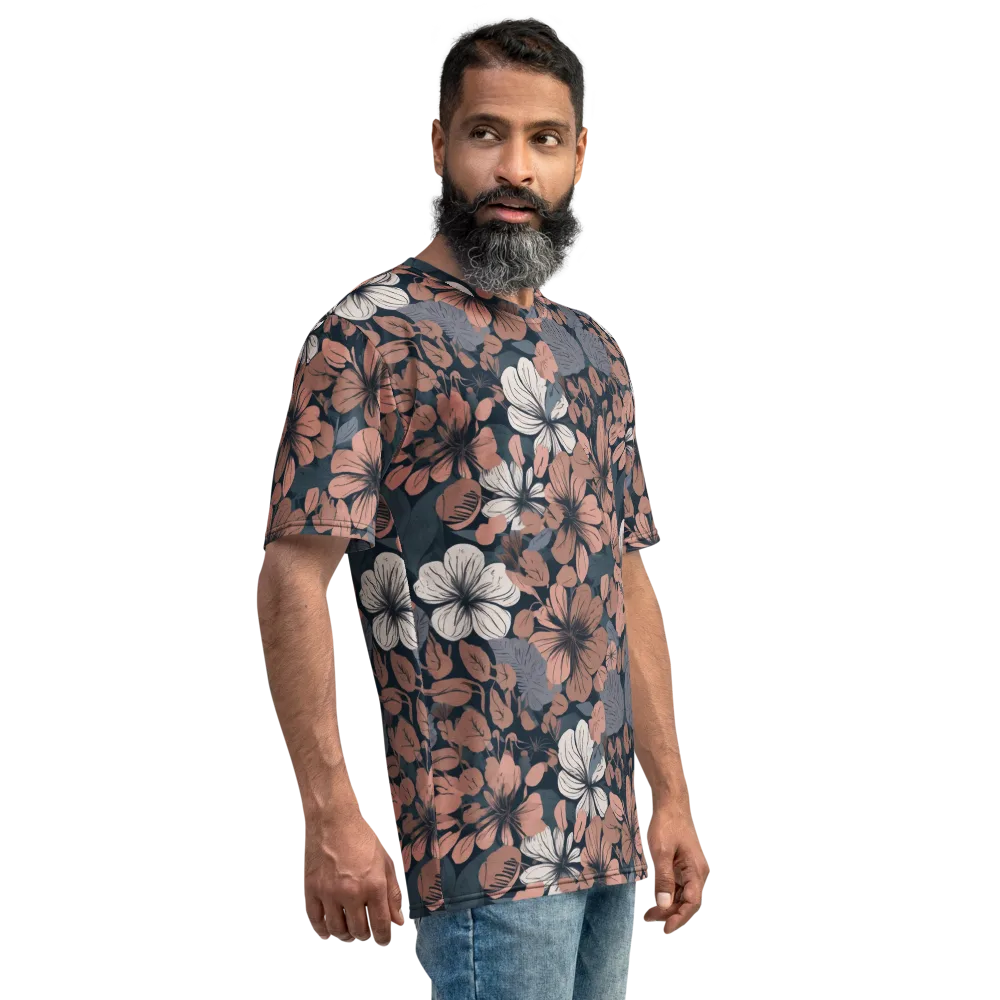 Rosewood Bloom on Men's Crew Neck T-Shirt — Right