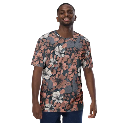 Rosewood Bloom on a Men's Crew Neck T-Shirt
