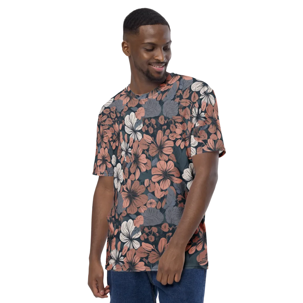 Rosewood Bloom on Men's Crew Neck T-Shirt — Left