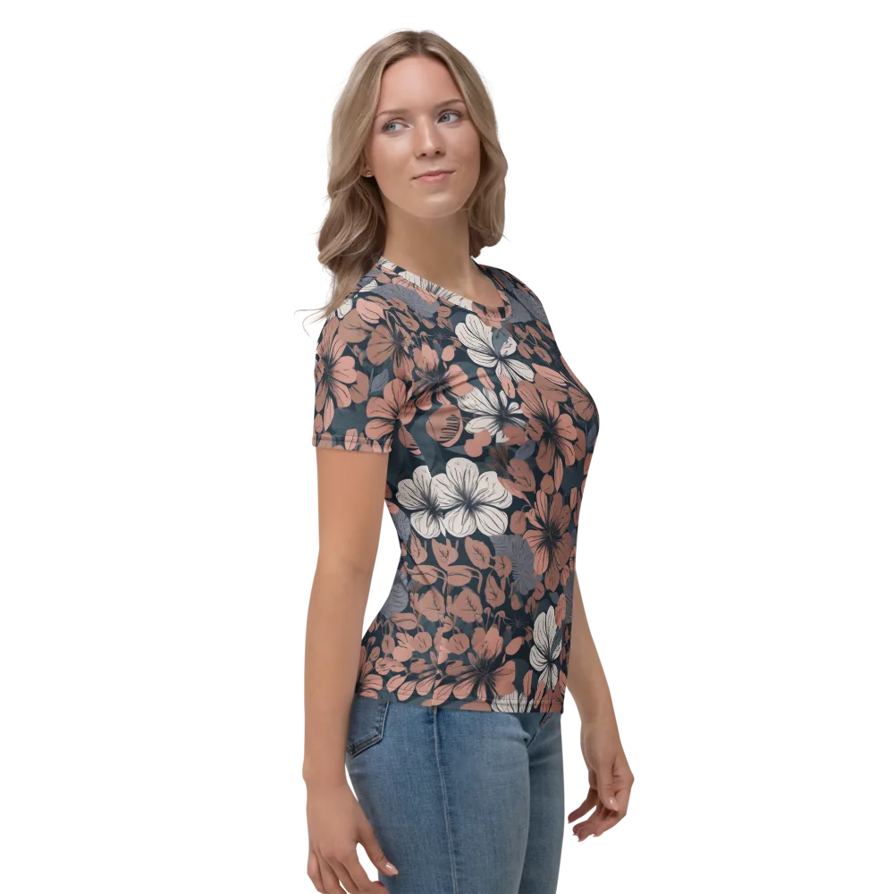Rosewood Bloom on Women's Crew Neck T-Shirt — Right