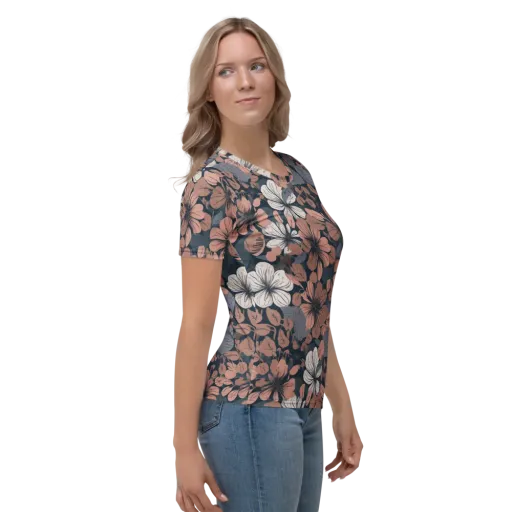 Rosewood Bloom on a Women's Crew Neck T-Shirt