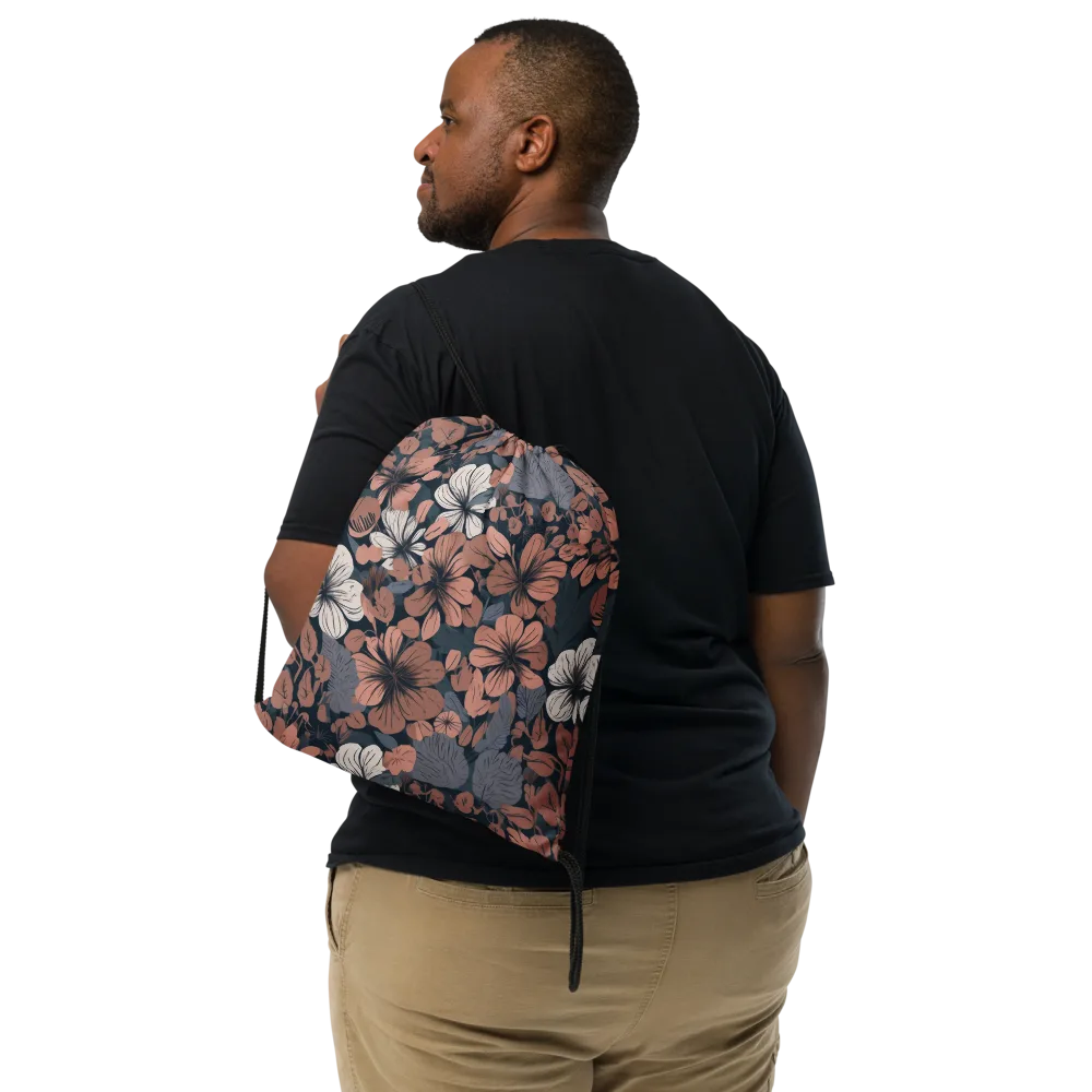 Rosewood Bloom on Drawstring Bag — Front