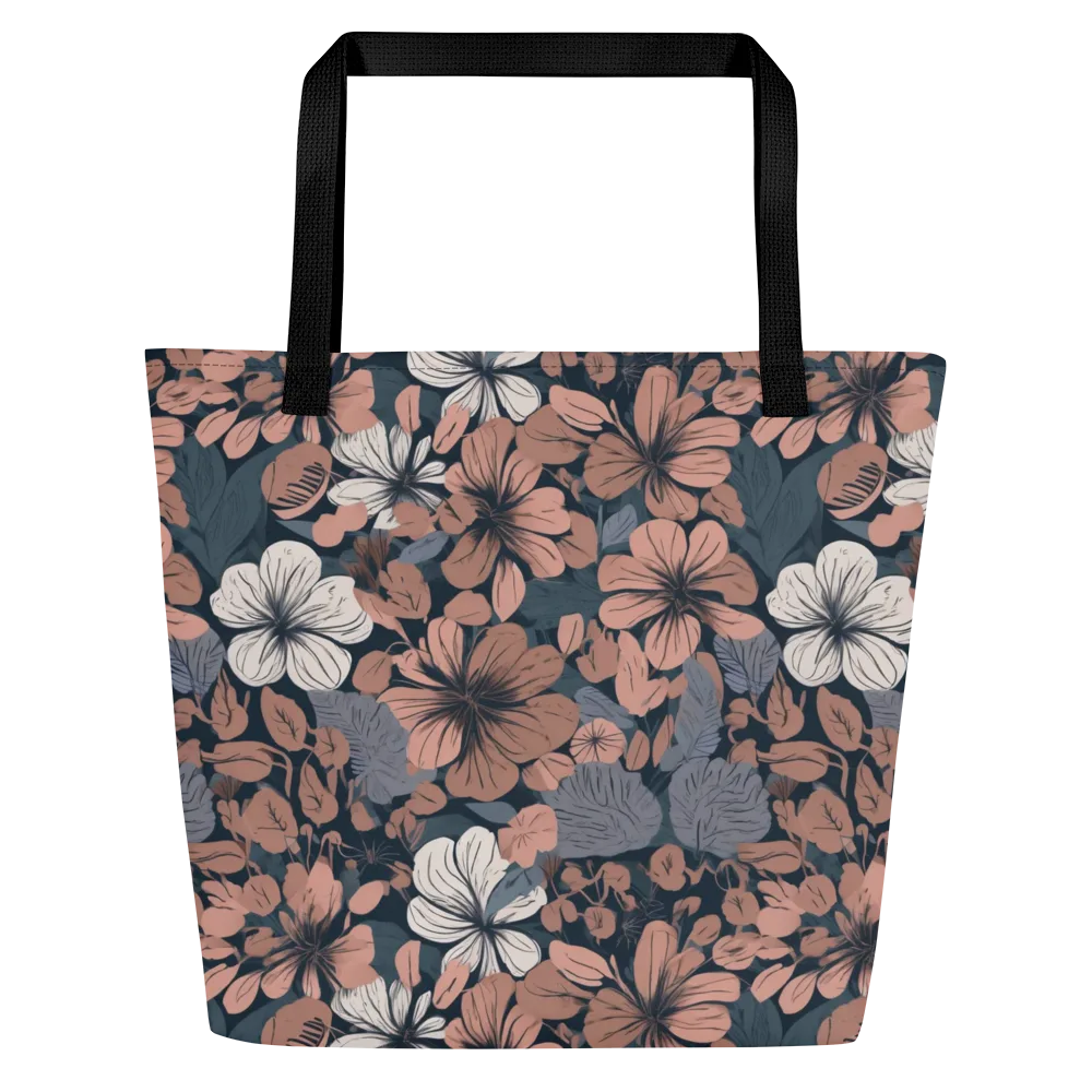 Rosewood Bloom on Large Tote Bag W/ Pocket — Front