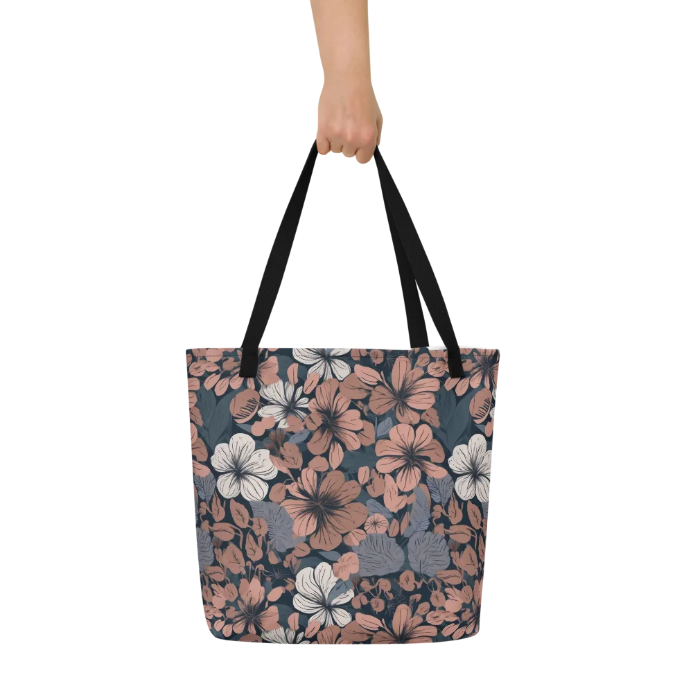 Rosewood Bloom on Large Tote Bag W/ Pocket — Front