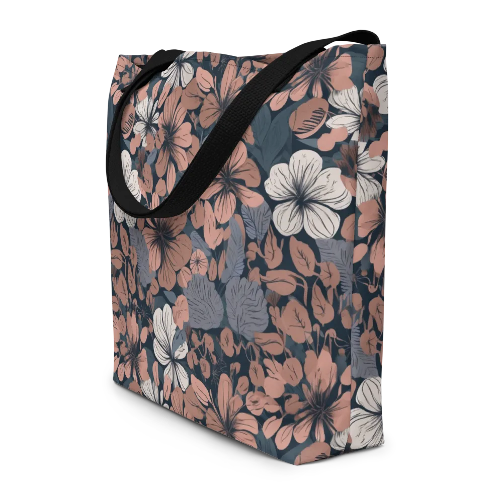 Rosewood Bloom on Large Tote Bag W/ Pocket — Front