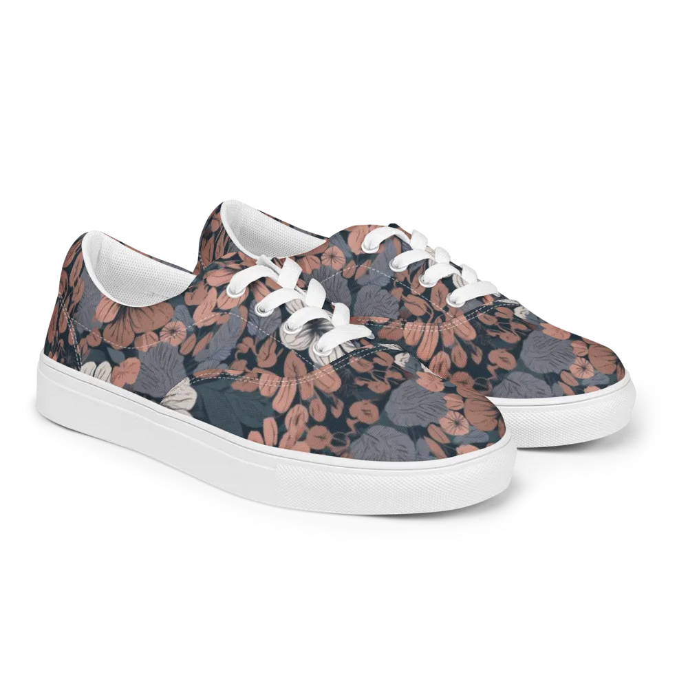 Rosewood Bloom on Men's Lace-Up Canvas Shoes — Right Front