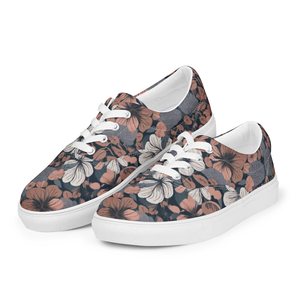 Rosewood Bloom on Men's Lace-Up Canvas Shoes — Left Front