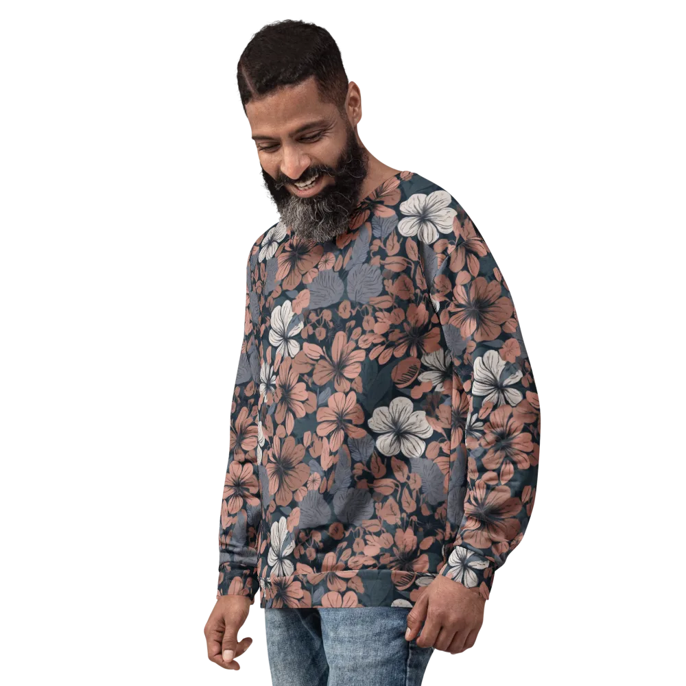 Rosewood Bloom on Sweatshirt — Left Front