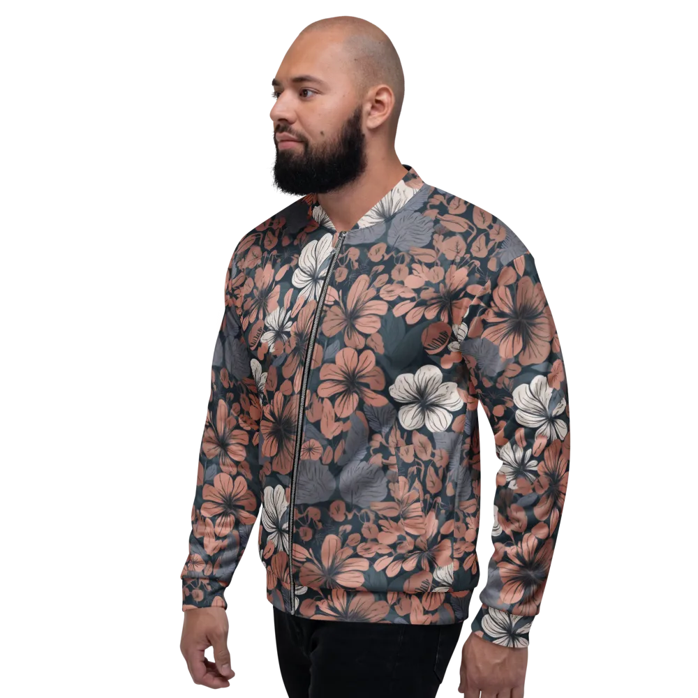 Rosewood Bloom on Bomber Jacket — Left