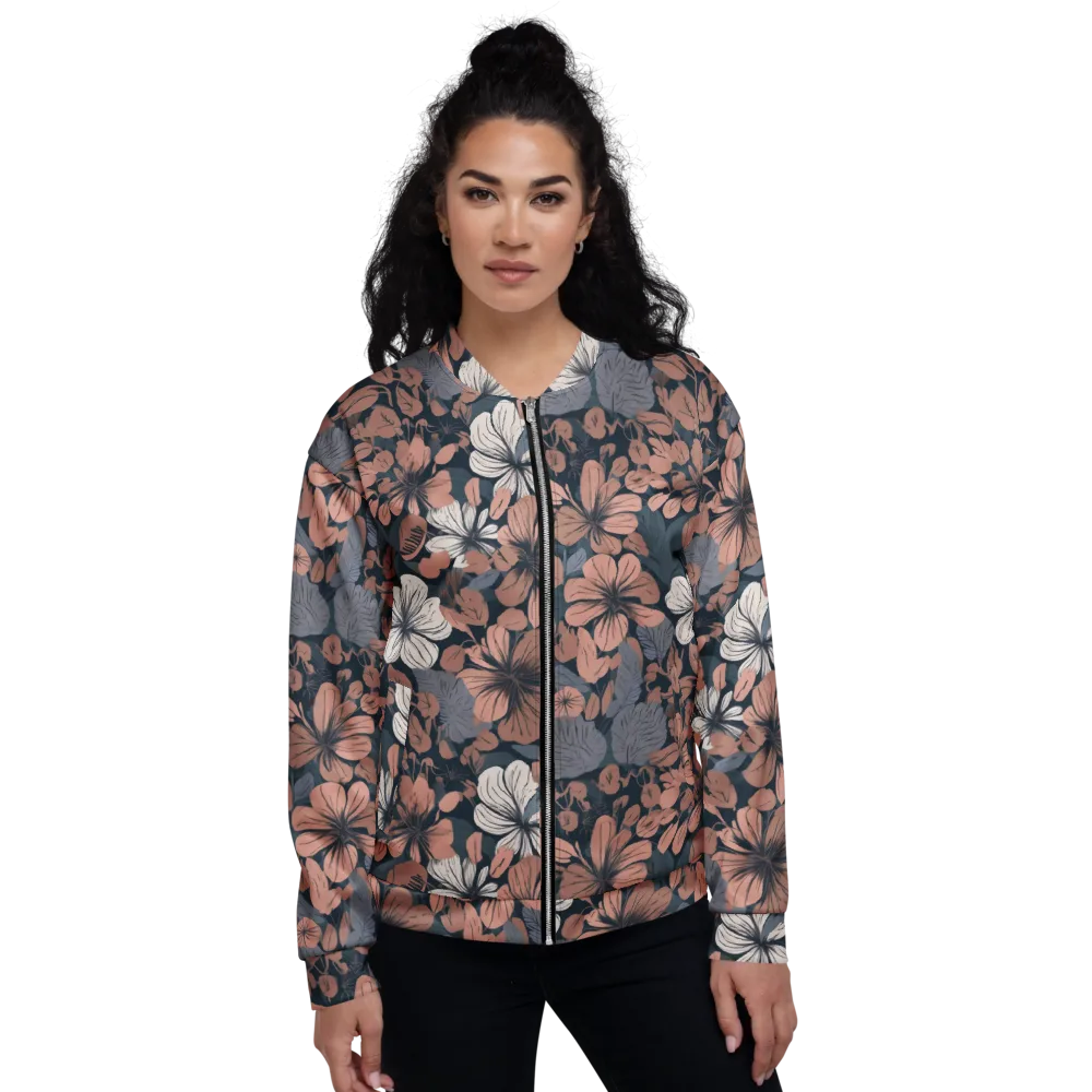 Rosewood Bloom on Bomber Jacket — Front
