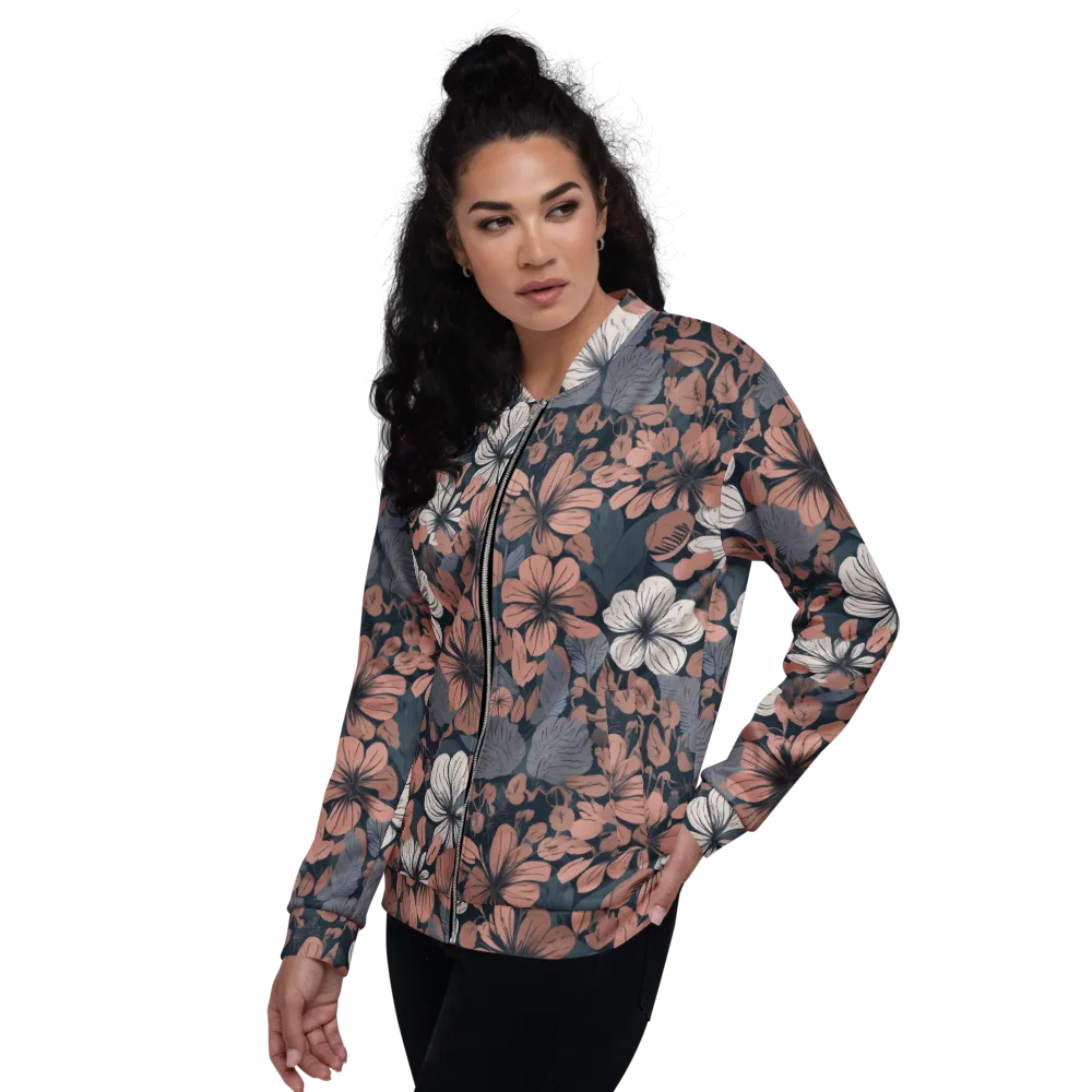 Rosewood Bloom on Bomber Jacket — Left