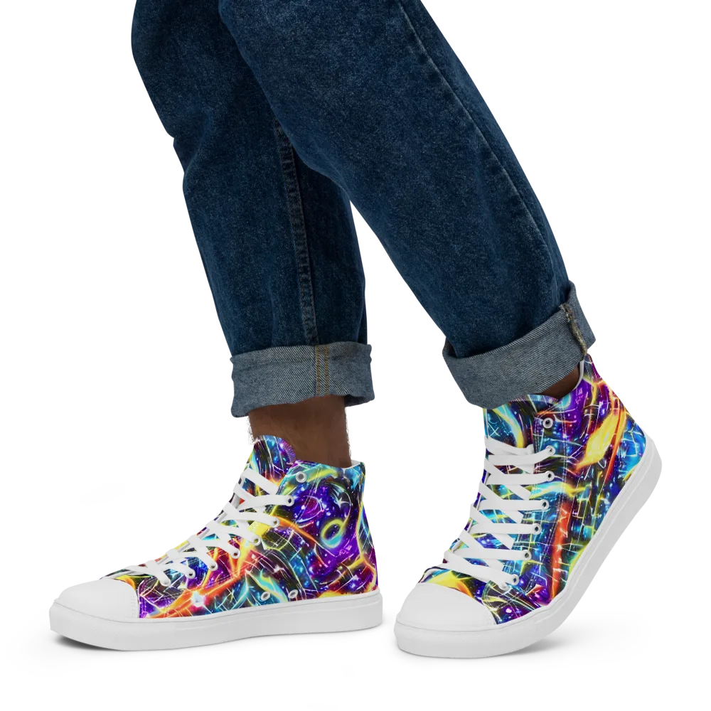 Mutant Nebula on Men's High Top Canvas Shoes — Left