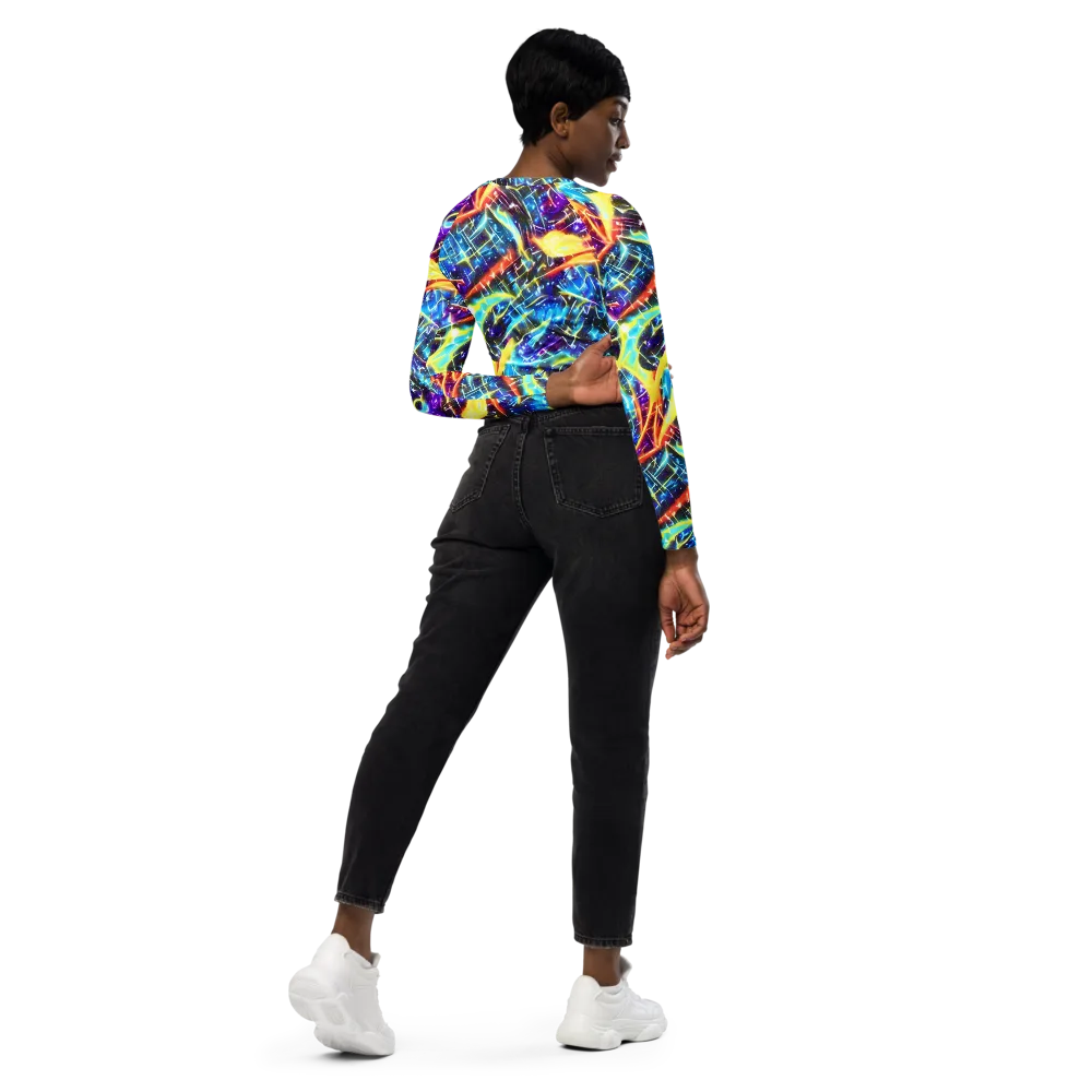 Mutant Nebula on Long Sleeve Crop Top — Right Back