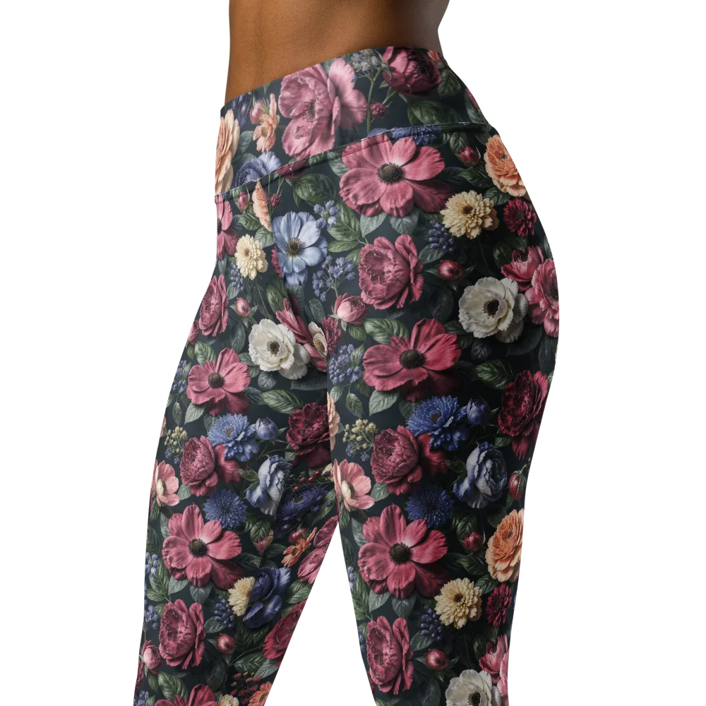 Dusky Botanica on Yoga Leggings — Left Front