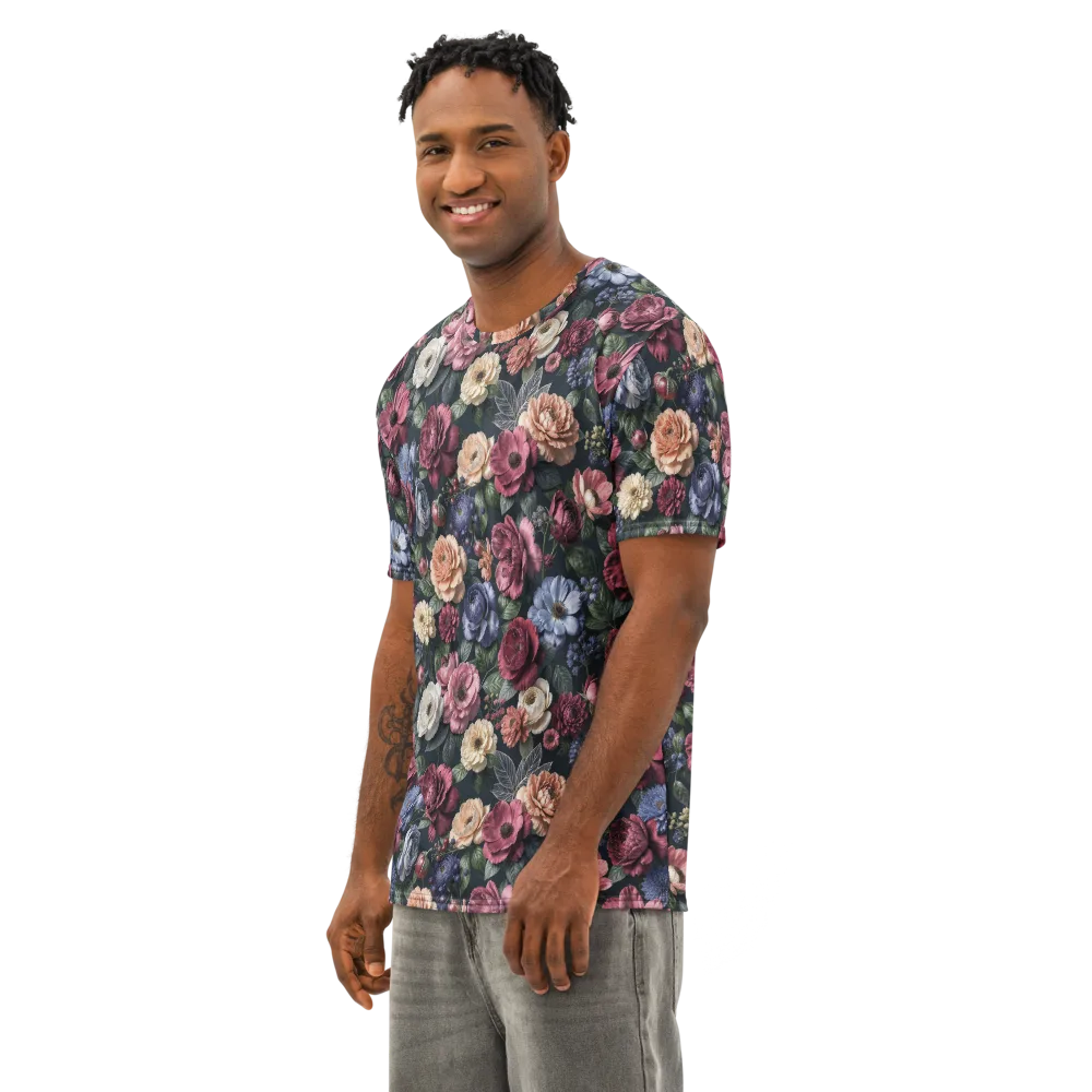 Dusky Botanica on Men's Cotton Crew Neck T-Shirt — Left Front