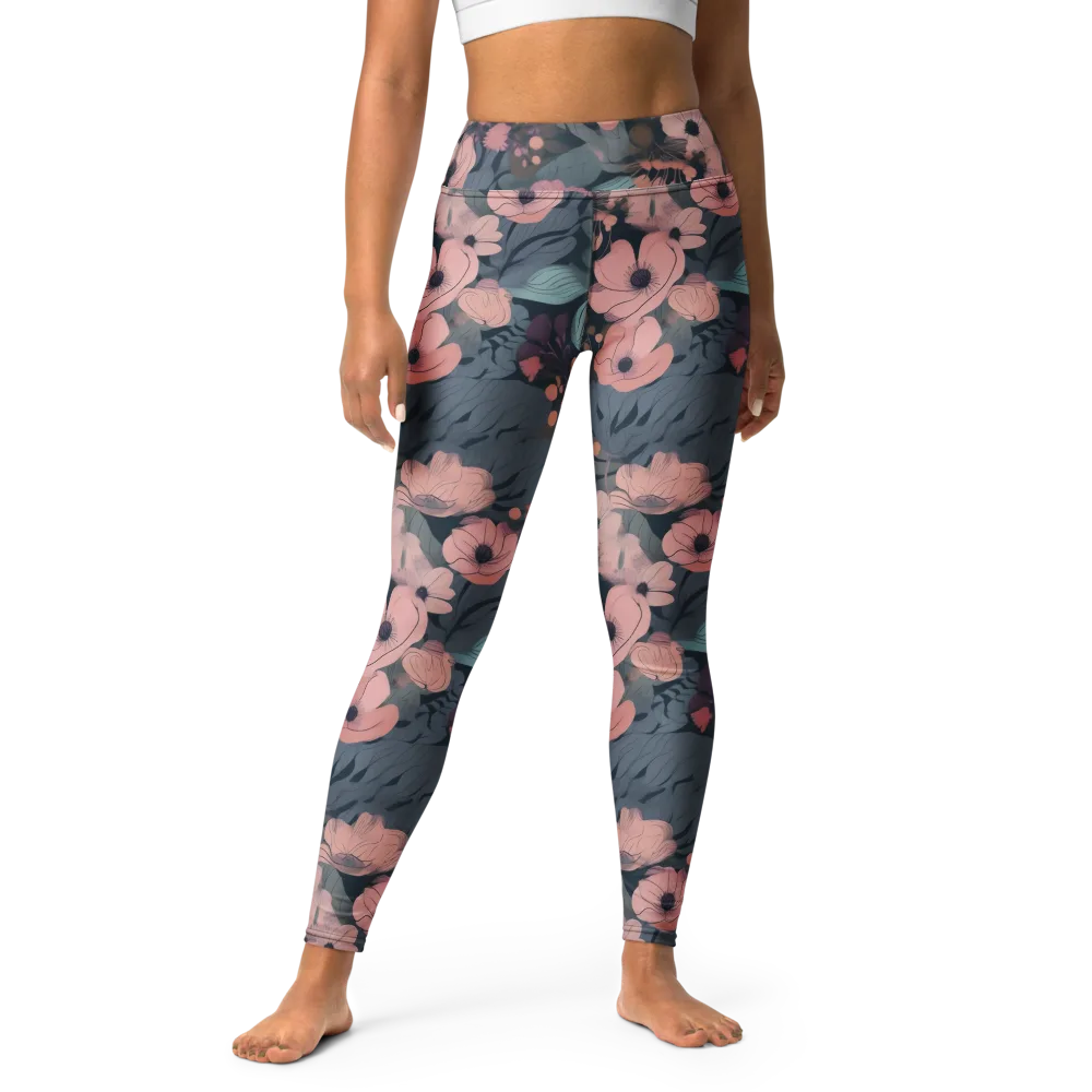 Midnight Poppy on Yoga Leggings — Front