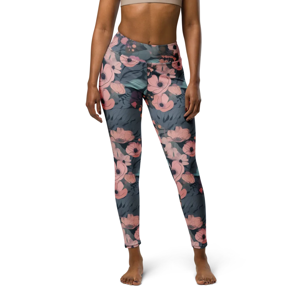 Midnight Poppy on Yoga Leggings — Front