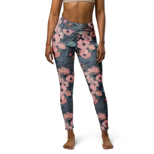 Midnight Poppy on a Yoga Leggings